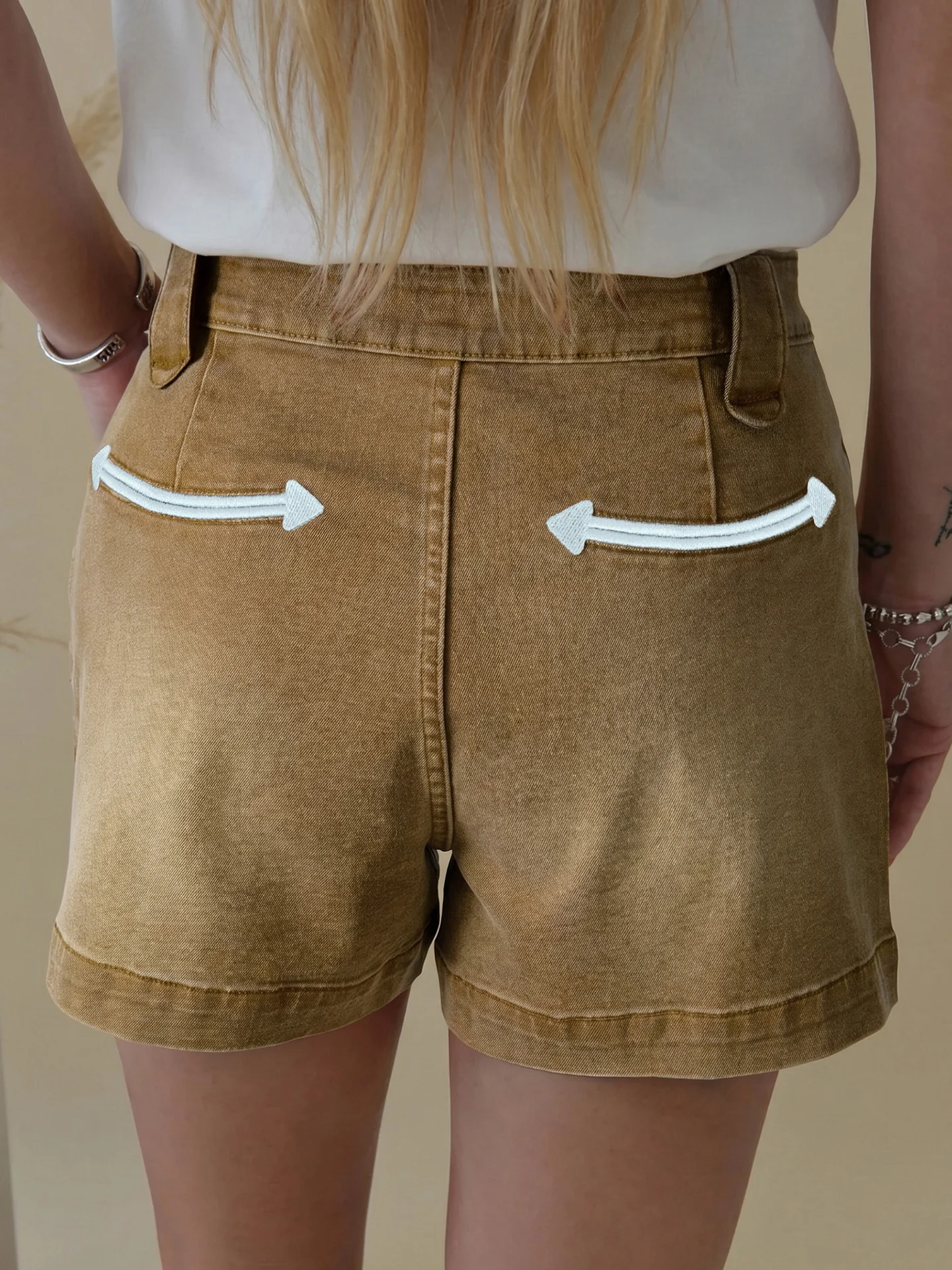 DearLover Khaki Denim Shorts Women's Summer Fashion Casual Lengthening Legs Washed Three-Quarter Pants High Waist Straight Leg