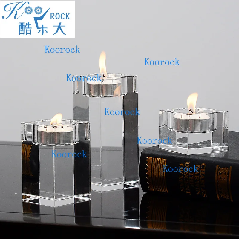 Single-Head Crystal Candle Holder Stand - 4cm-16cm Cubic Prism for Tea Lights & Romantic Ambiance, 7 Heights Available