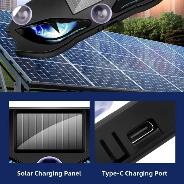 KEVANLY Solar Power Car Demon Eye Light Cool Flashing Warning Light Dynamic Safety Vehicle Signal Lights Universal 4 KEVANLY Solar Power Car Demon Eye Light Cool Flashing Warning Light Dynamic Safety Vehicle Signal Lights Universal 4