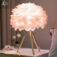 Nordic Modern Feather LED Table Lamp Bedroom Study Dining Room Hotel Bedside Desk Lamp Living Room Decoration Metal Floor Lamps