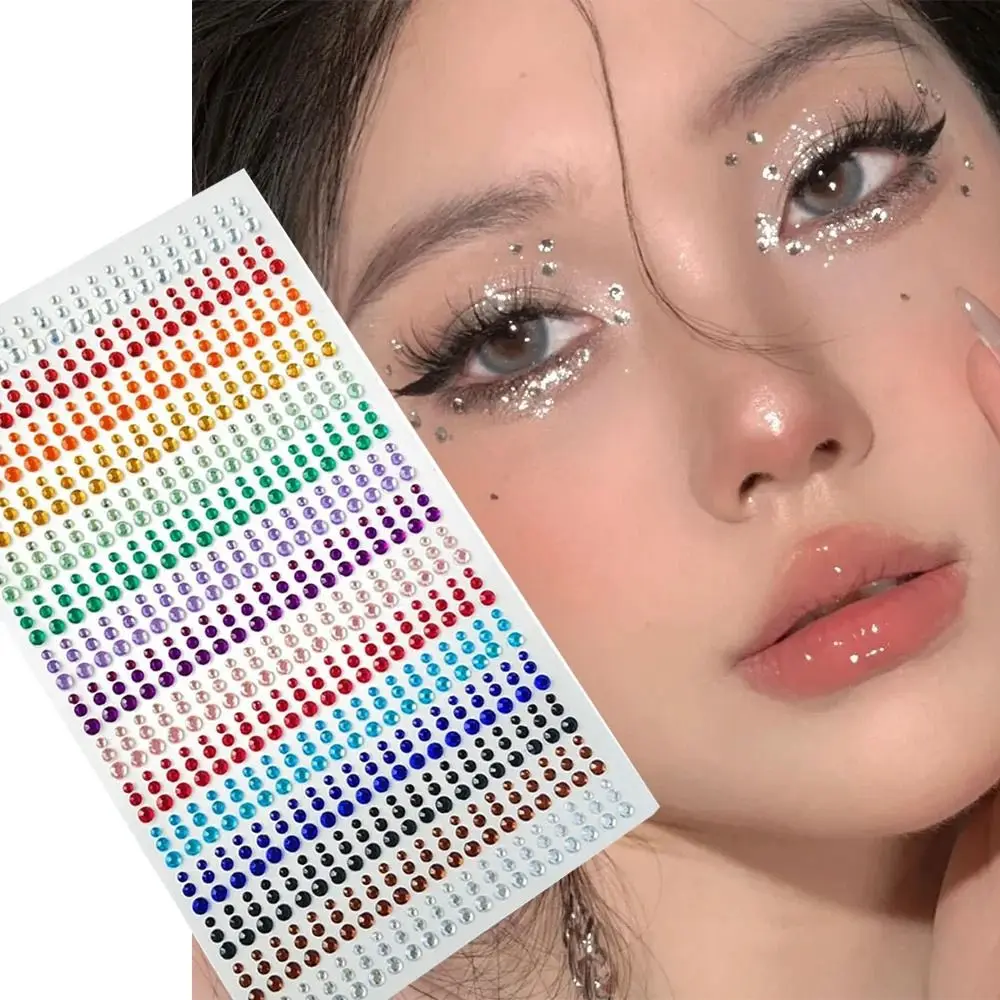 DIY Face Makeup Accessories Rainbow Color Rhinestone Eyes Patches Face Jewelry Makeup Accessories Art Accessories