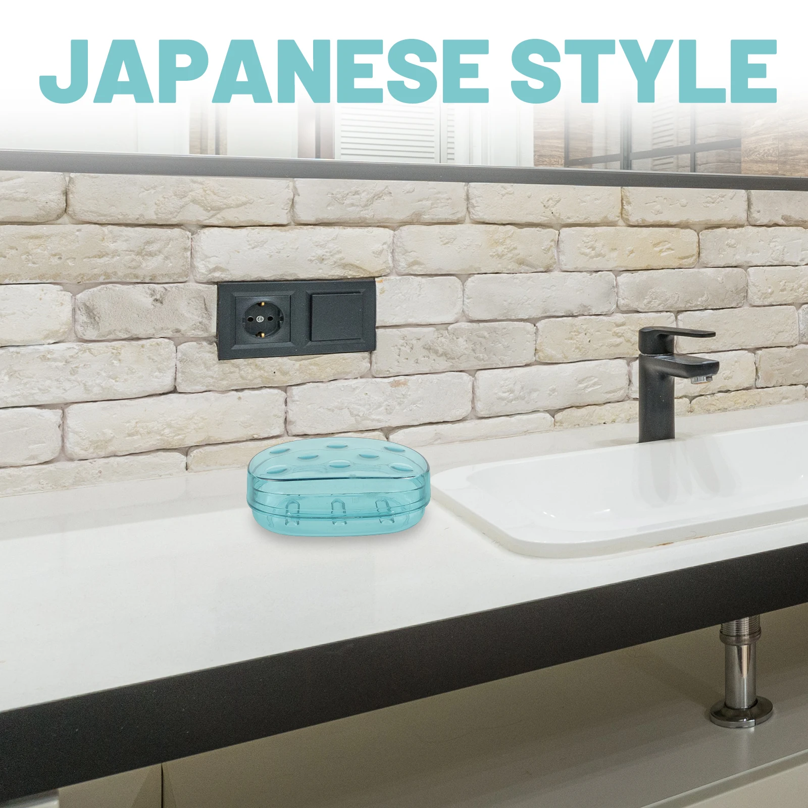 

Japanese Style Soap Box Large Size with Cover Double Layer Drainage Blue Single pcs Bathroom Holder Storage Case for Home Use