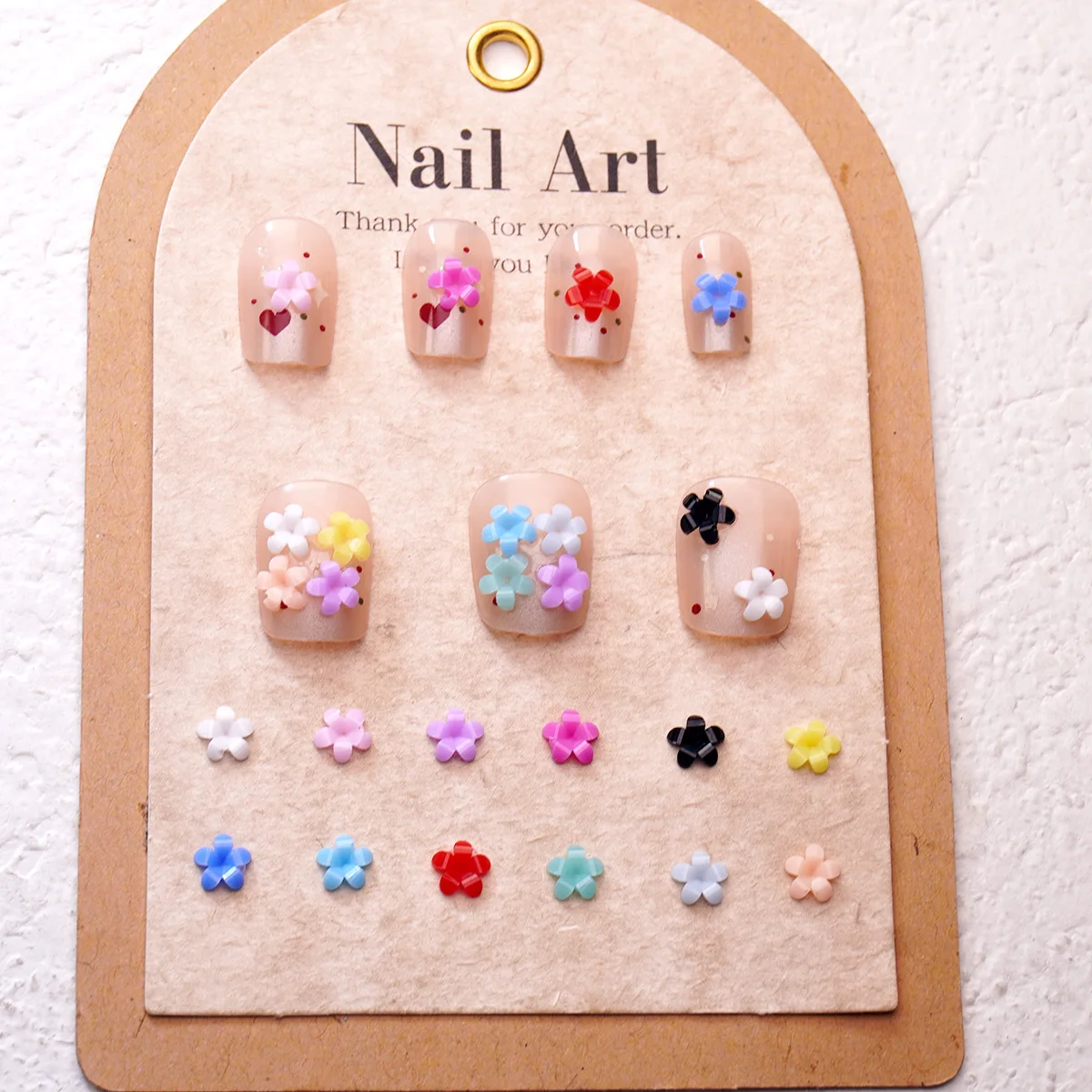 50pcs Colorful five-petal flower 6mm nail charms jewelry flower resin 3mm three-dimensional nail accessories hairpin DIY materia