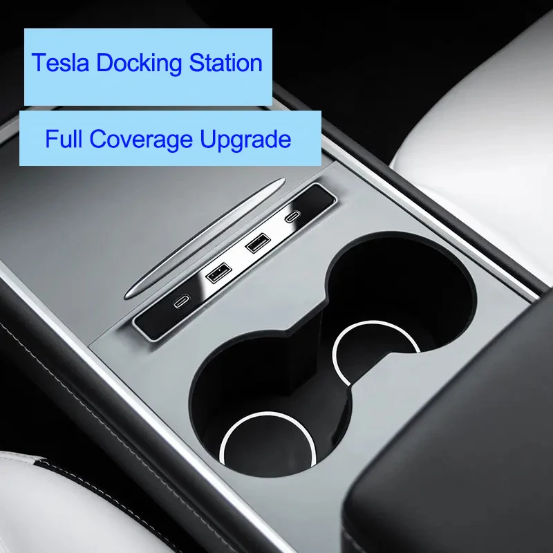 Ruiyyco USB Hub For Tesla Model 3 Y 2021-2023 Docking Station of Center Console Smart Sensor Fast Charging Adapter Accessories