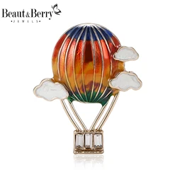 Beaut&Berry Exquisite Enamel Hot Air Balloon Brooches for Women Creative Pins Friends Party Gifts Banquet Jewellery Accessories