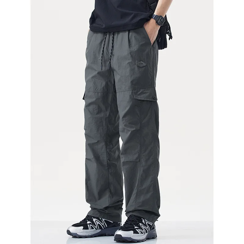 

Новые летние мужские брюки-карго из ледяного шелка: быстросохнущие, модные, свободные, прямого кроя, дышащие, легкие, повседневные, для активного отдыха