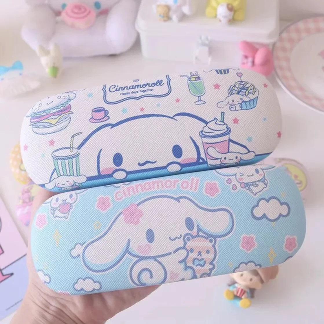 Sanrio Hello Kitty Cinnamoroll Kuromi Glasses Case Myopia Glasses Storage Box Anime Kawaii Cute Creative Travel Portable Girls