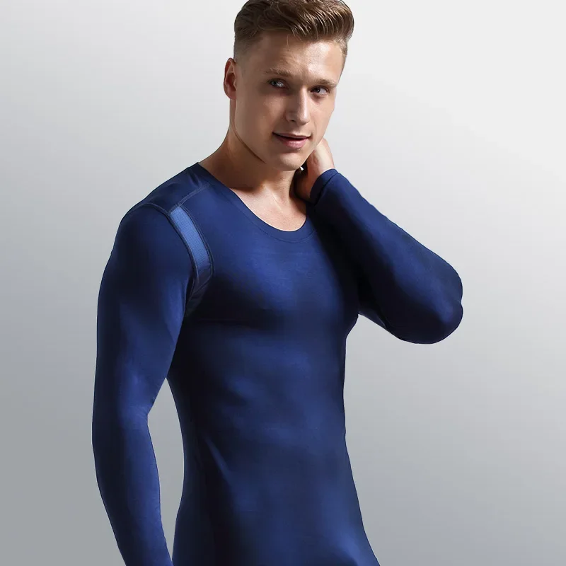 Men's long Johns, single V-neck modal thermal underwear, long-sleeved base layer, thin top, cotton sweater, winter
