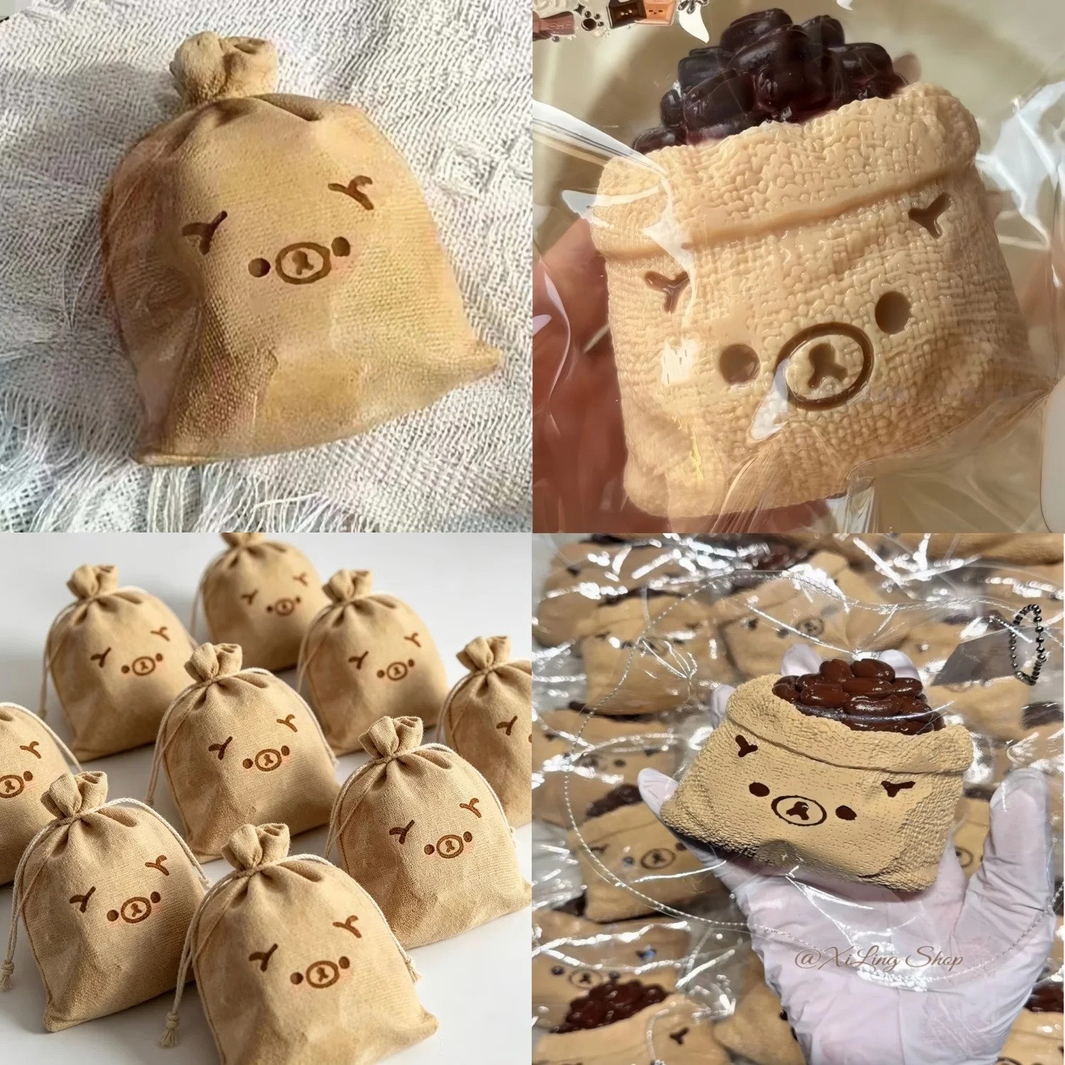 Taba Squishy Supplies With Three Available Textures - Coffee Bean Sack Bear Shaped To Relieve Stress - Food Grade Silicone