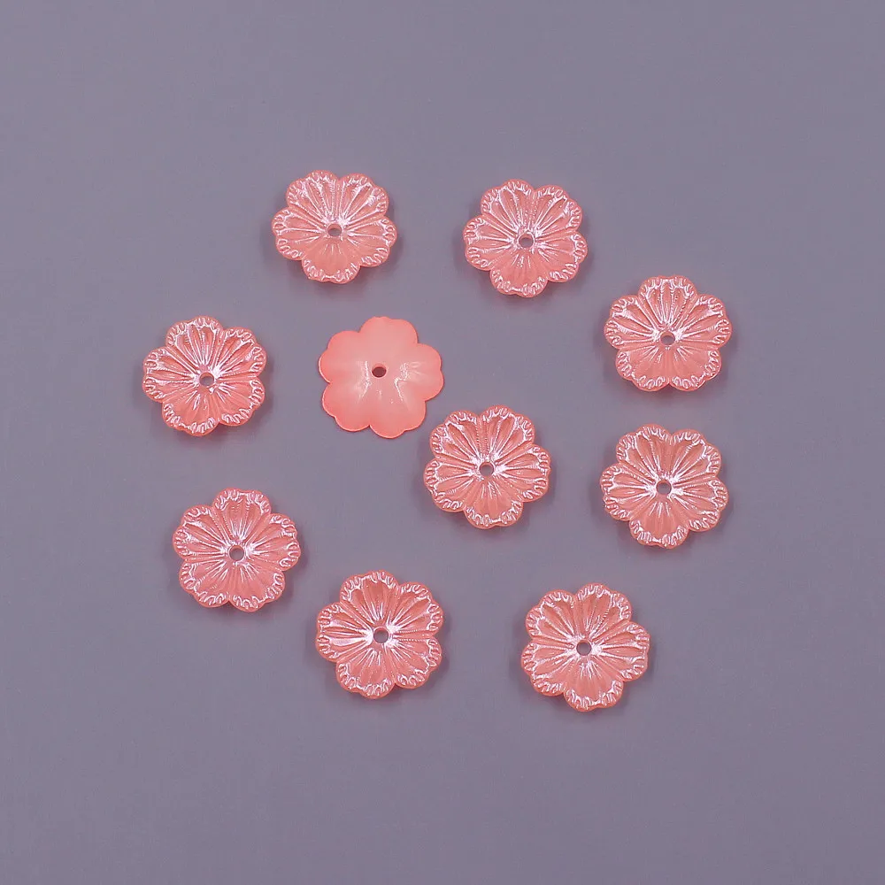 Perles en résine ABS en forme de fleur, demi-rondes, perles plates, bijoux à bricoler soi-même, décoration de scrapbooking, 13mm, 100 pièces