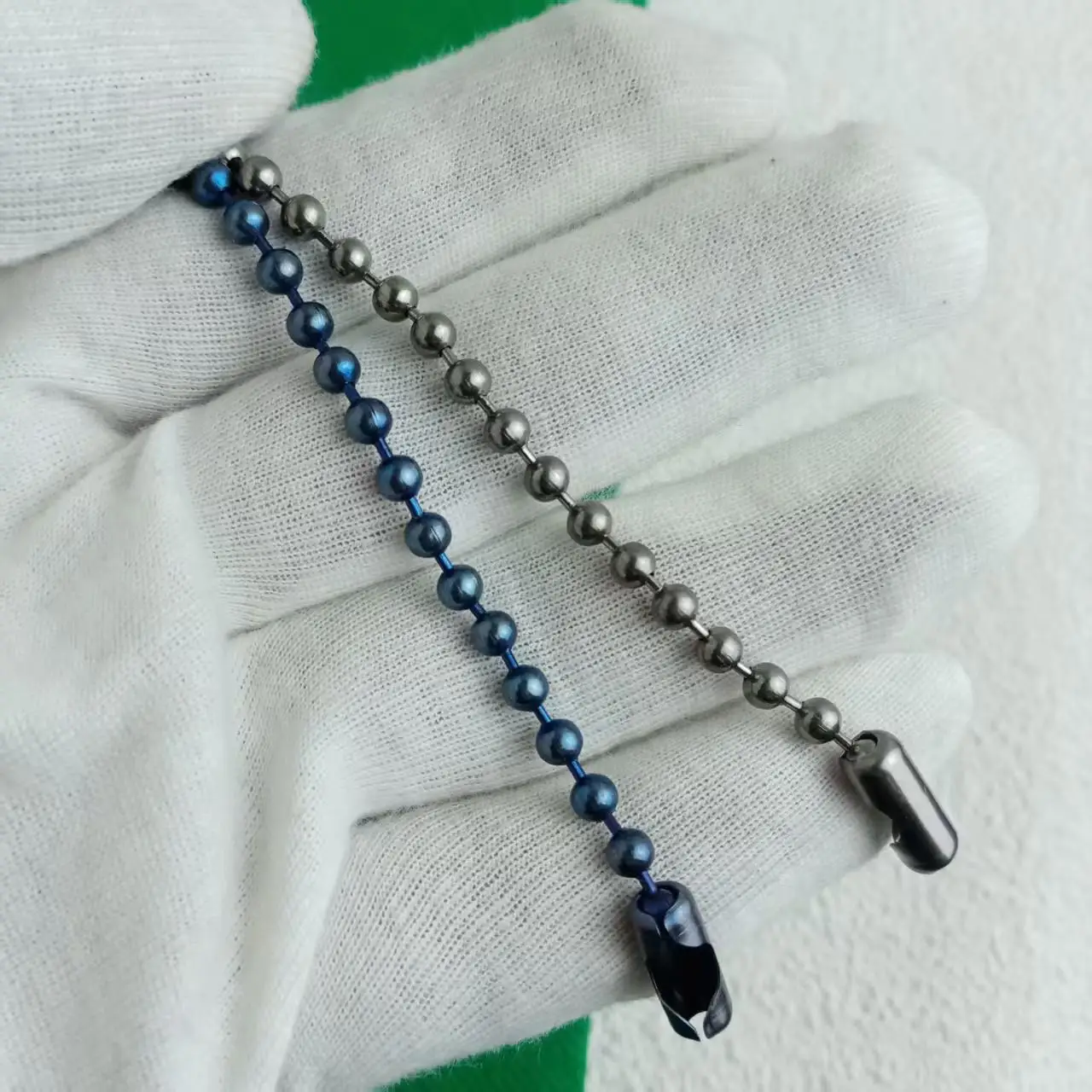 4mm Pure Titanium Blue Bead Chain, Ultra-Lightweight, Rust-Proof & Hypoallergenic, Thin Round Bead Necklace/Chain