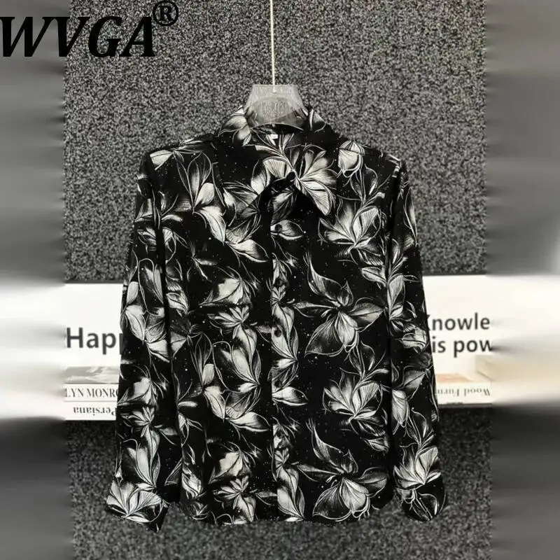 

WVGA Summer New Men High-end Design Printed Trendy Long Sleeved Shirt Shoulder Pads Niche Chic Casual Starry Pattern Tops W24055