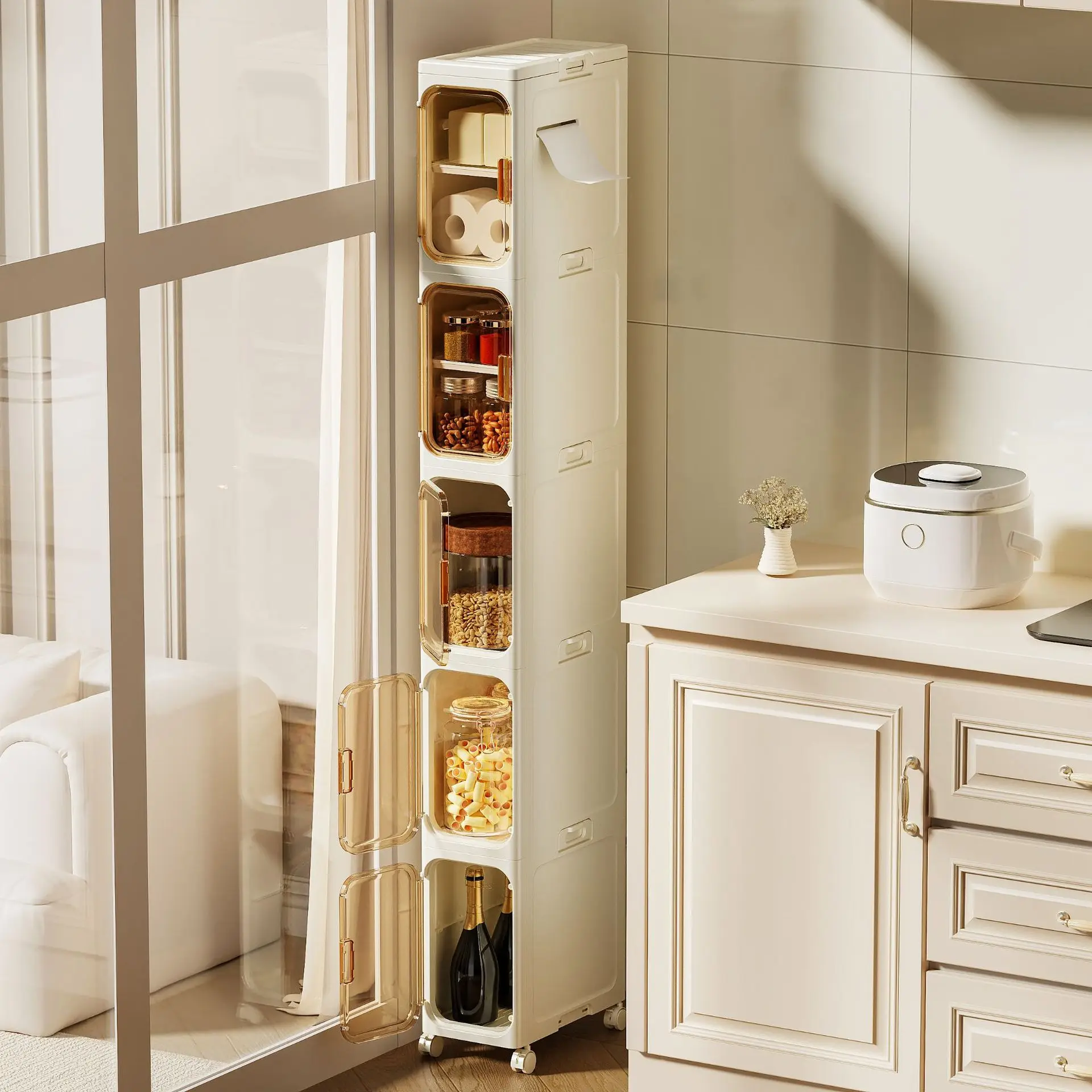Seam storage racks, kitchen bedroom storage cabinets