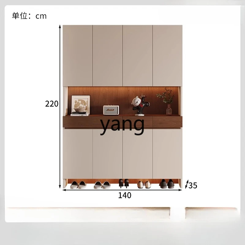 

LH all-solid wood shoe cabinet household door storage cabinet integrated against the wall into the entrance