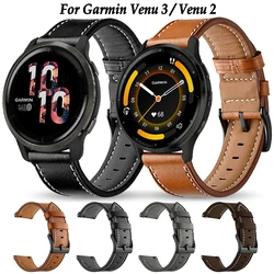 20/22mm Watch Strap Band For Garmin Venu 3 2 Sq 2 Plus Forerunner 245 255 265 Vivomove Style Vivoactive 5 4 3 Leather Watchband