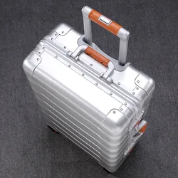 Bagages de voyage tout en aluminium pour hommes et femmes, bagage à main, valise Trolley haut de gamme, boîte rigide étudiant, 20/24 po, nouvelle tendance