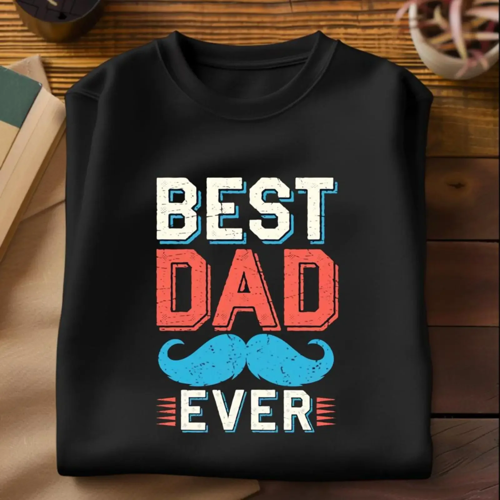 Retro Best Dad Ever Mustache T shirt Vintage Father's Day Casual Cotton for Men vintage Washed Top For Everyday Wear streetwear
