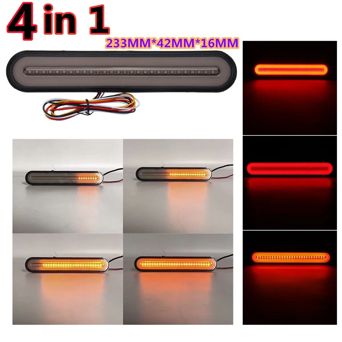 Clignotants de frein arrière à LED, lampe DRL, camions, semi-remorques, remorques cargo, véhicules de travail, 24V, 4 en 1, 1 pièce