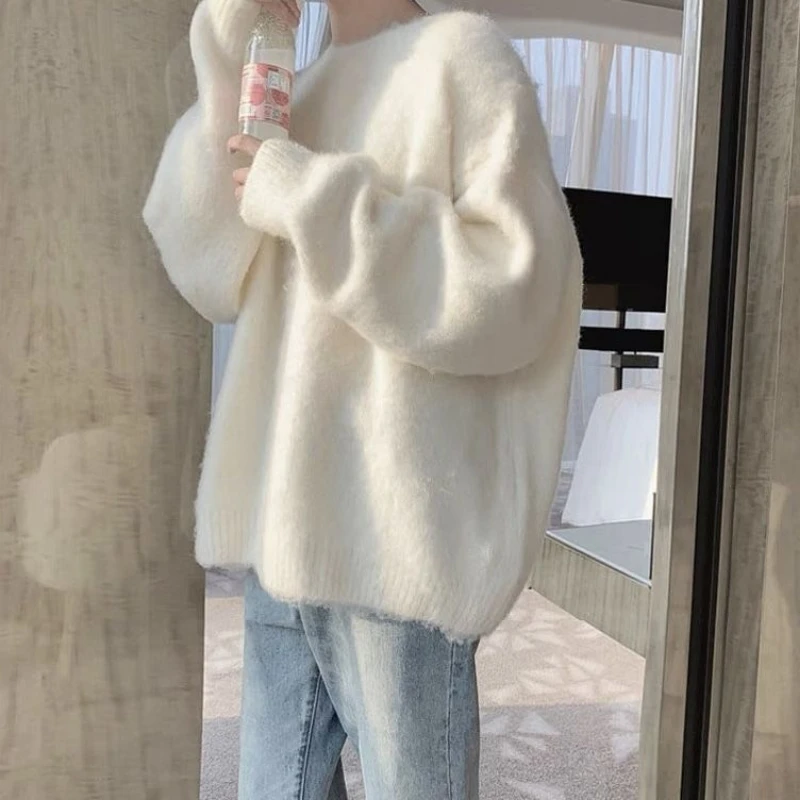 

Осень-зима, новый модный свитер с круглым вырезом и длинными рукавами, женские уличные однотонные пуловеры, винтажные элегантные универсальные топы