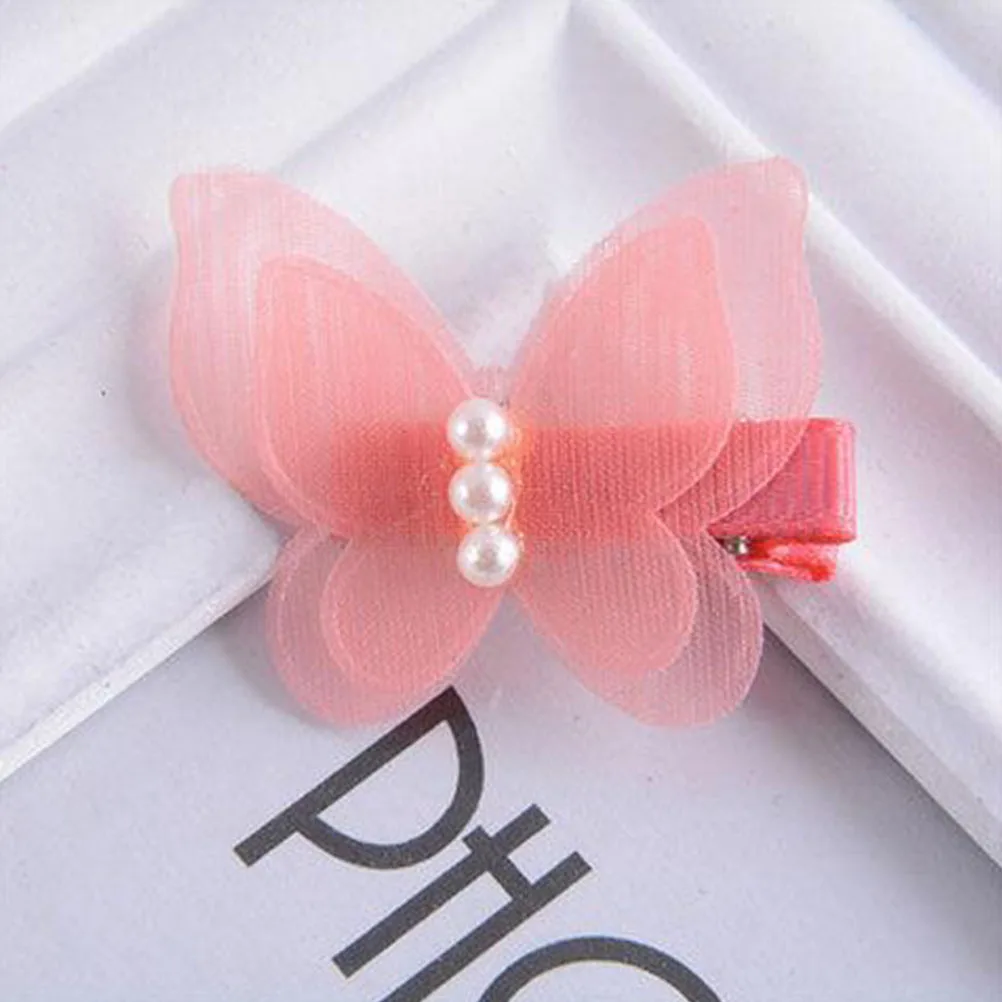 

12pcs Pearl Hair Clips Children Barrette Chiffon Children'S Head Decoration Barrette For Girls Party Costume Accessory