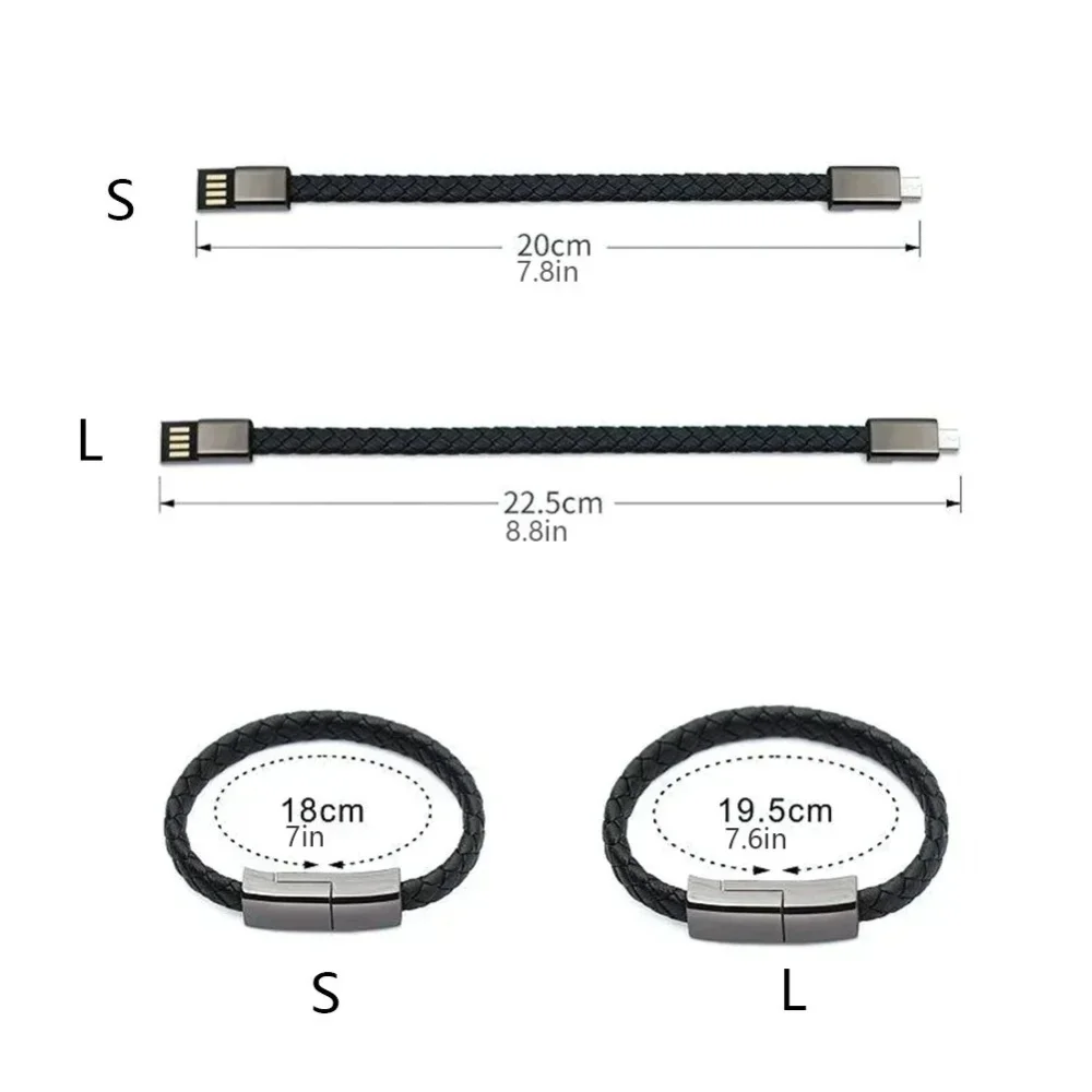 Fashion Double Braided Wrist Data USB Bracelet Fast Charging Cable Data Transfer Cord for iphone Samsung HUAWEI Xiaomi OPPO