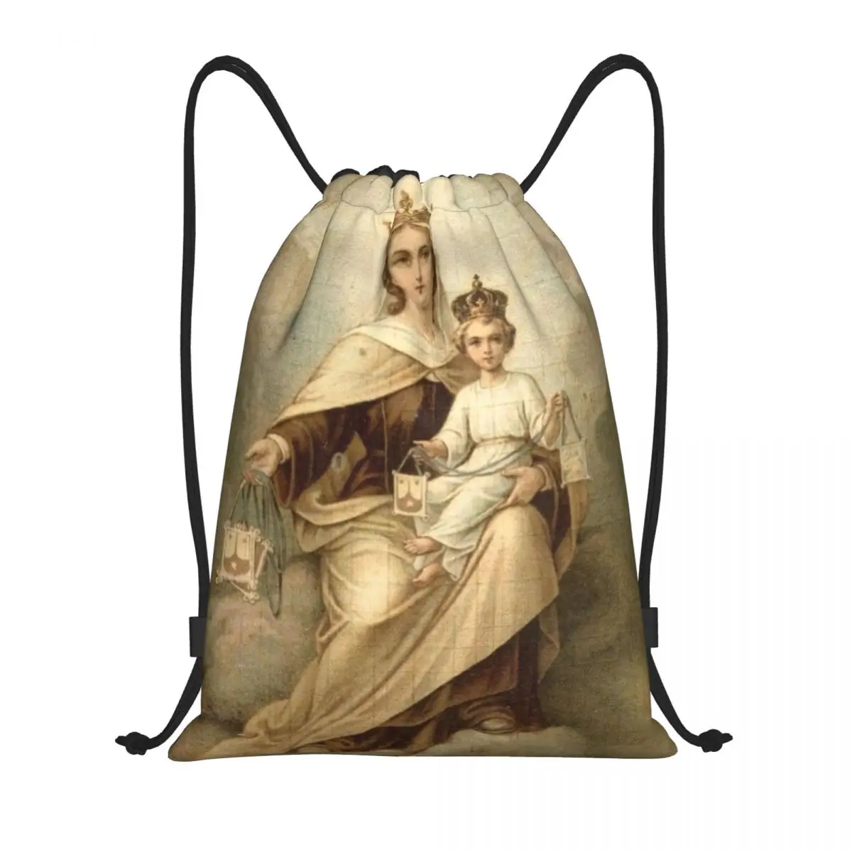 Our Lady Of Mount Carmel Drawstring Backpack Sports Gym Bag for Women Men Catholic Virgin Mary Training Sackpack