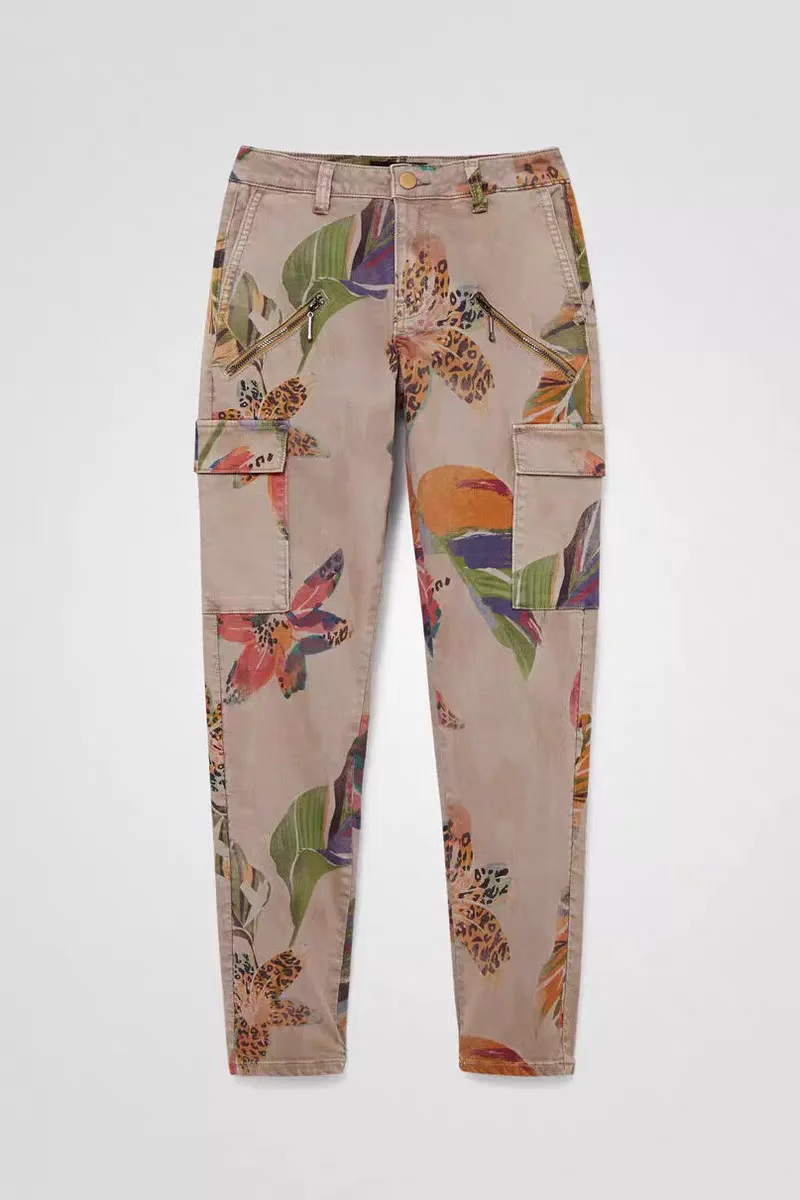 New Spanish printed slightly elastic casual jeans for foreign trade original order
