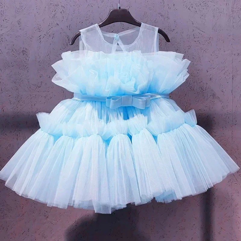 2024 Girls Baby Dress for Wedding Flower Girls Dresses 1-5Y Toddler Tulle Birthday Princess Party Dress Infant Outfits Vestidos