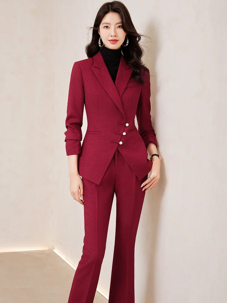 Autumn Winter Women Business Suits with Pants and Jackets Coat Formal OL Styles Pantsuits for Women Blazers Professional