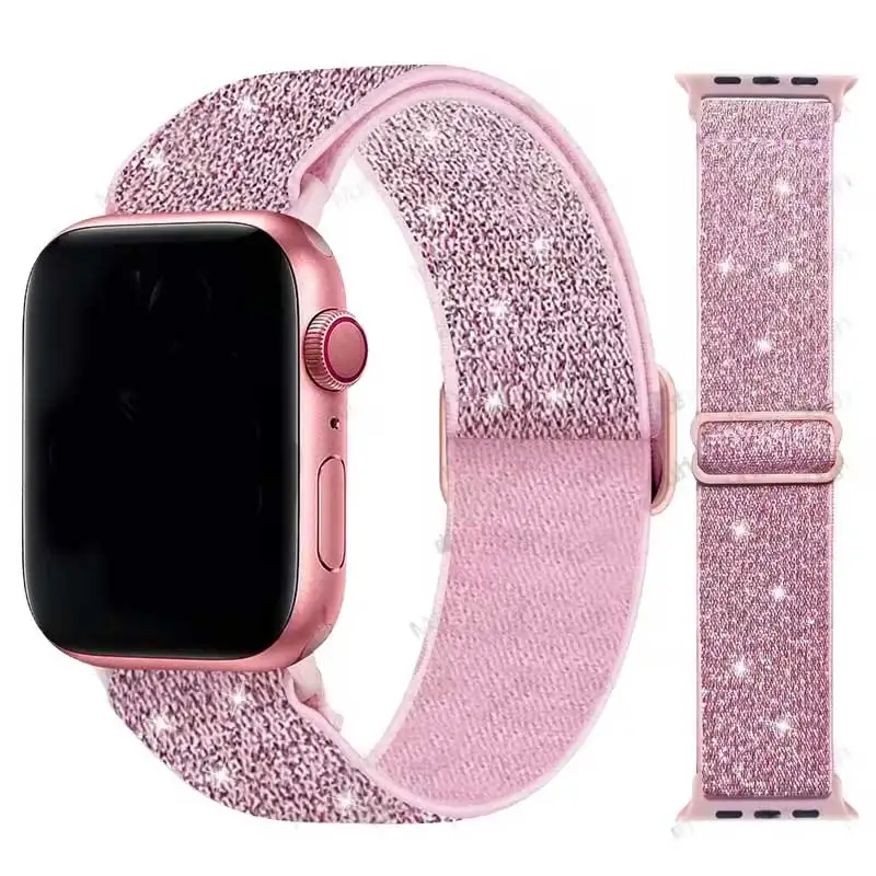 Scrunchie Strap for Apple watch Ultra 49mm band 45mm 44/40mm 41mm Adjustable Nylon solo Loop bracelet iWatch serie 4 5 se 6 7 8