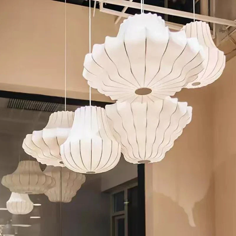 Japanese Wabi Sabi Silk Chandelier Living Dining Room Bedroom B&B Personalized Home Decor Pendant Light Indoor Lighting Fixtures