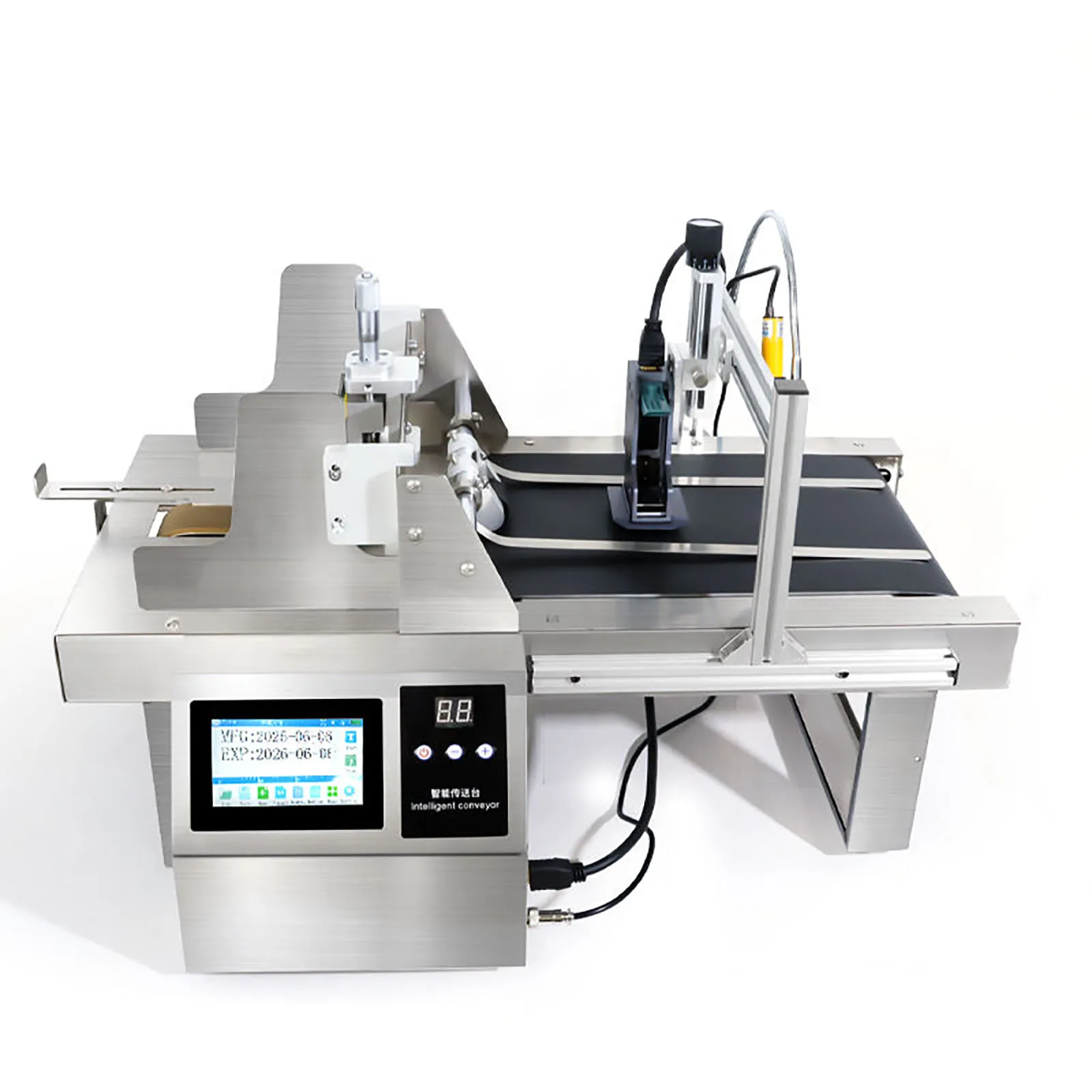 ZM-YF80plus Automatic Desktop Inkjet Printer Paging Machine Conveyor Belt Paper Card Plastic Bag Online TIJ Thermal Printer
