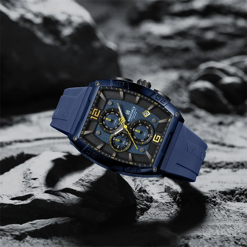 NAVIFORCE NF6101 Fashion Watches for Men Quartz Silicone Strap 50M Waterproof Date Original Man's WristWatch