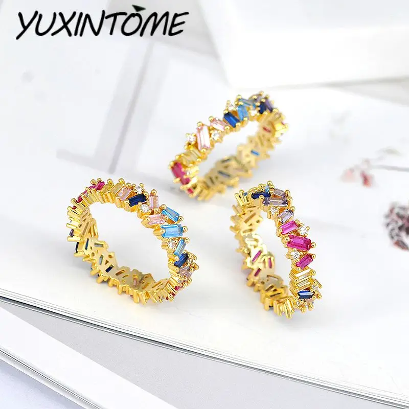 

European American Light Luxury Personality and Fashion 24k Gold Color Zircon Irregular Ring Women Personalized Design rRng Gift