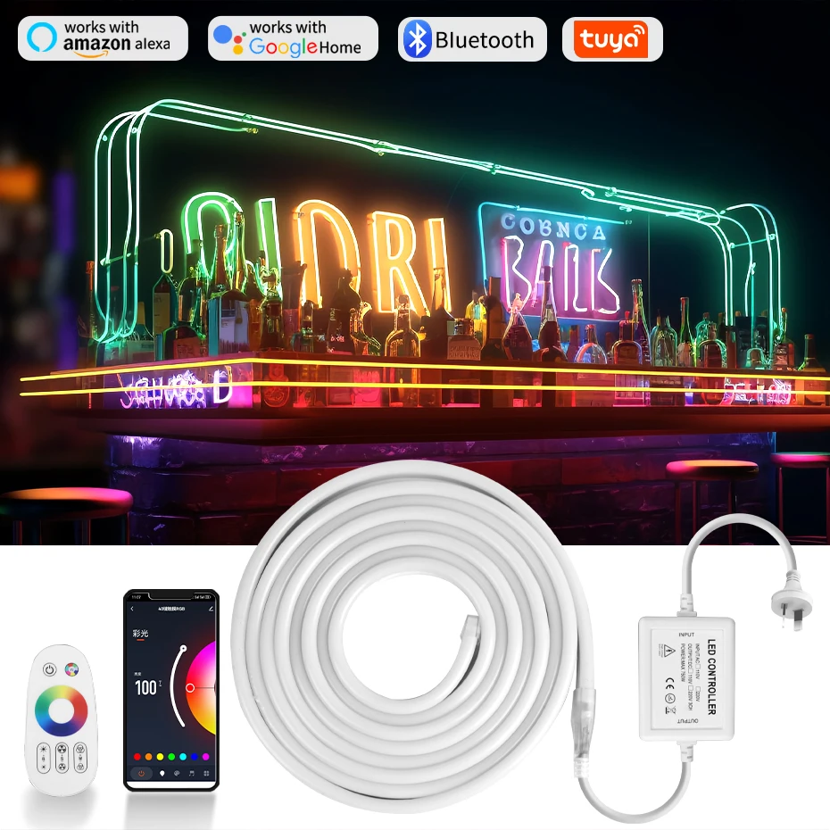 

220 В AU Plug Smart RGB светодиодная лента неоновый свет RF пульт дистанционного управления с регулируемой яркостью светодиодная лента водонепроницаемая для украшения дома освещение