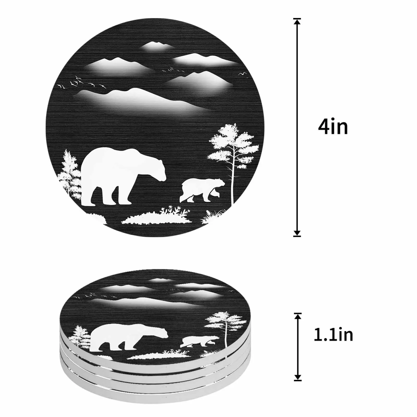 Silhouette Bird Animal Ceramic Coaster Set Kitchen Table Round Placemat Luxury Decor Coffee Tea Cup Coasters