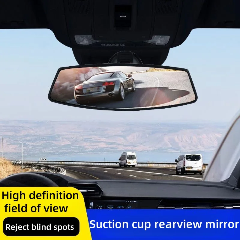 Suction Cup Wide Angle Car Interior Rearview Mirror, HD Convex Lens Eliminate Blind Spots Universal Driving Mirror