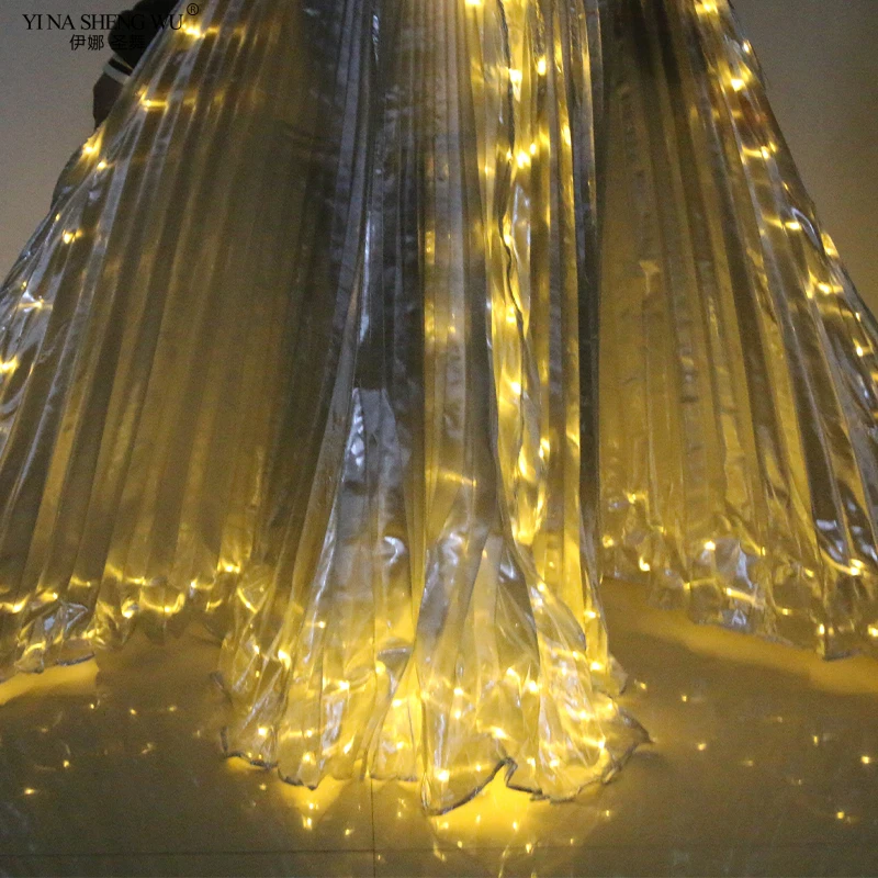 Belly Dance LED Wings ผู้ใหญ่ Luminous แยกปีกเต้นเต้นรำประสิทธิภาพ Props Telescopic Sticks และสวิทช์