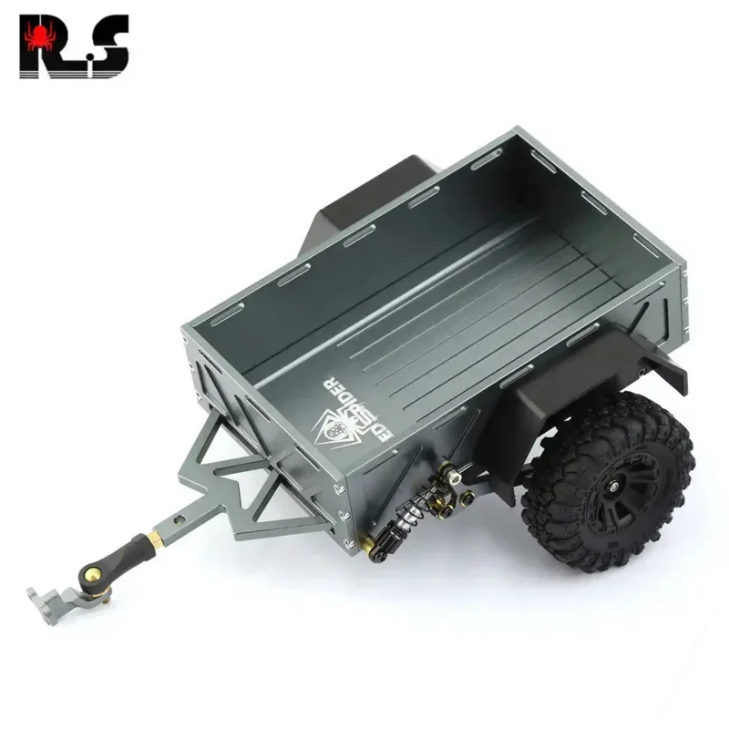 1Set CNC Aluminum Utility Trailer Stows Car with Hitch for Traxxas TRX4M KYOSHO Mini-Z 1/18 1/24 RC Crawler Car Upgrade Parts