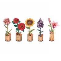 Robotime 3D Wooden Puzzle Flowers Bouquet Wooden Bloom Craft Model Kits Eternal Flowers Romantic Gift for Birthday Mother's Day