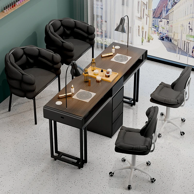 Moderner, minimalistischer Nageltisch, eleganter, klassischer, hochwertiger, langlebiger Nageltisch, funktioneller, einzigartiger Tisch von De Manucure, Salonmöbel