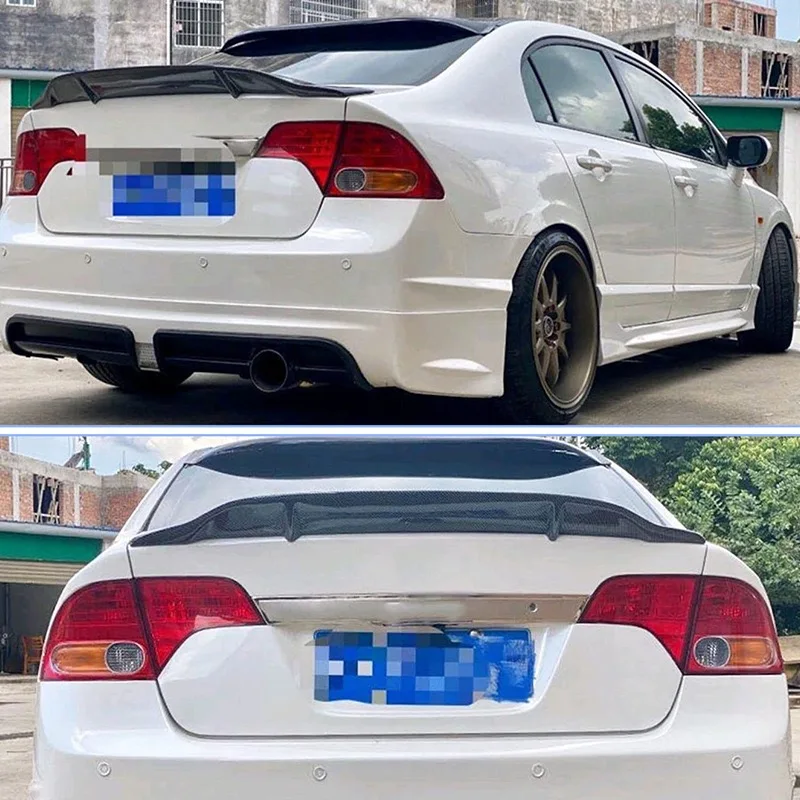 Rear Trunk Lid Boot Ducktail Lip Spoiler Wings For 2006 07 08 09 10 11 Honda Civic 8th Gen Black Carbon Car Tuning Accessories