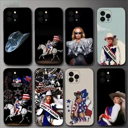 Singer B-Beyonce Cowboy Carter Phone Case For iPhone 15,14,13,12,11,XS,XR,X,8,7,Pro,Max,Plus,mini Silicone Black Cover