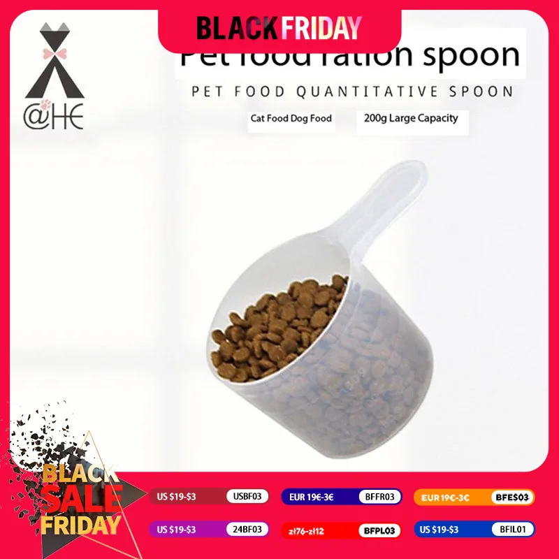 200g Dog Food Measure Cup Measuring Spoon Multifunctional Ration Shovel Transparent Feeding Quantitative Scoop Pet Accessories