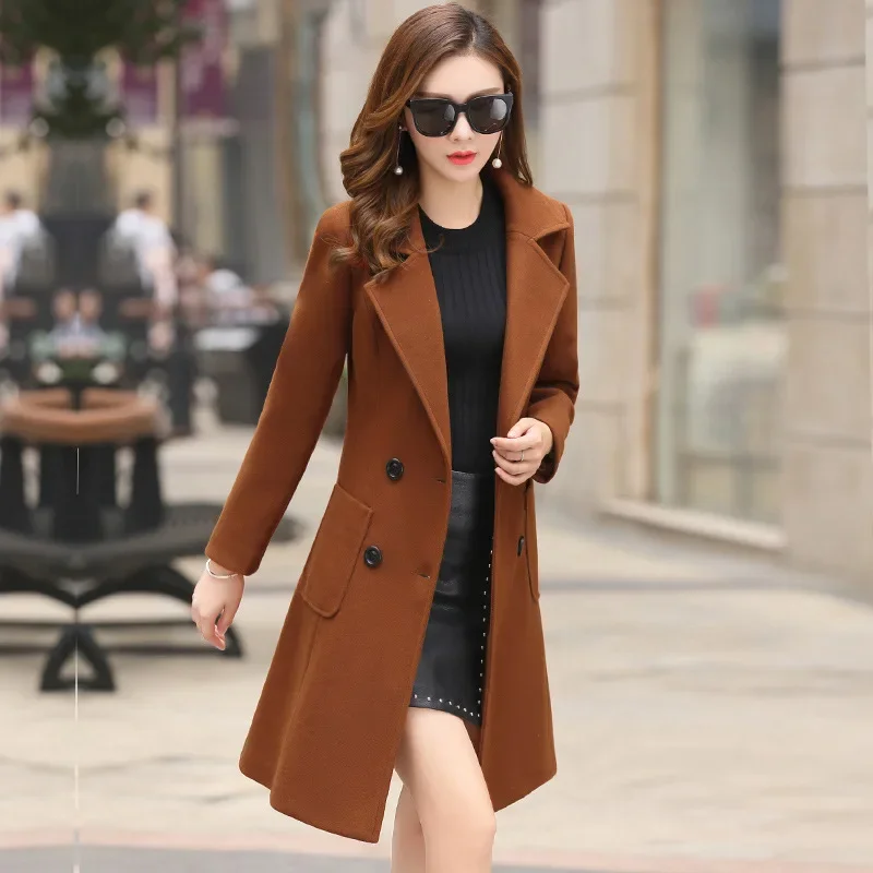 Jackets For Women 2023 Fashion Style Designer Winter Plus Size 4XL Long Slim Blends Double Breasted Very Warm Wool Coat Elegant