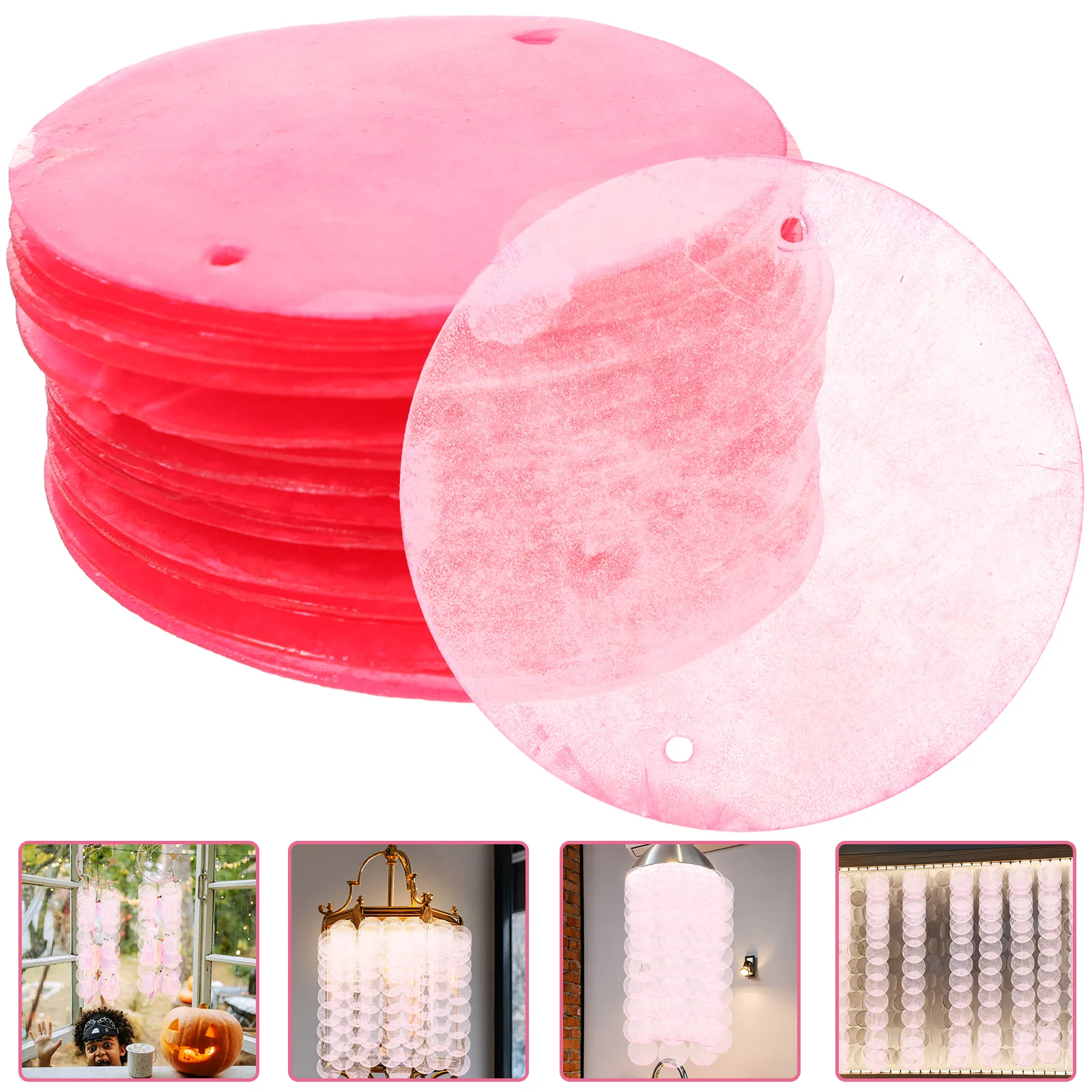 

100pcs 5cm Pink Double Hole Shell Slices Premium Material Durable DIY Craft Accessories Round Shells Pieces Smooth Surface