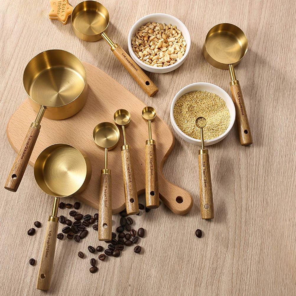 

4pcs Measuring Cup Spoon Set Stainless Steel Kitchen Tools Coffee Beans Teaspoon Small Size Easy Storage Accurate Scale Strong