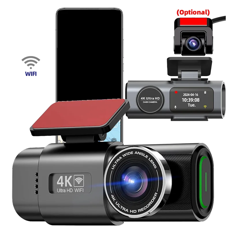 

AT82-встроенный Wi-Fi видеорегистратор 4K UHD автомобильная камера DVR видеорегистратор ночного видения двойной объектив GPS 24 часа функция парковки