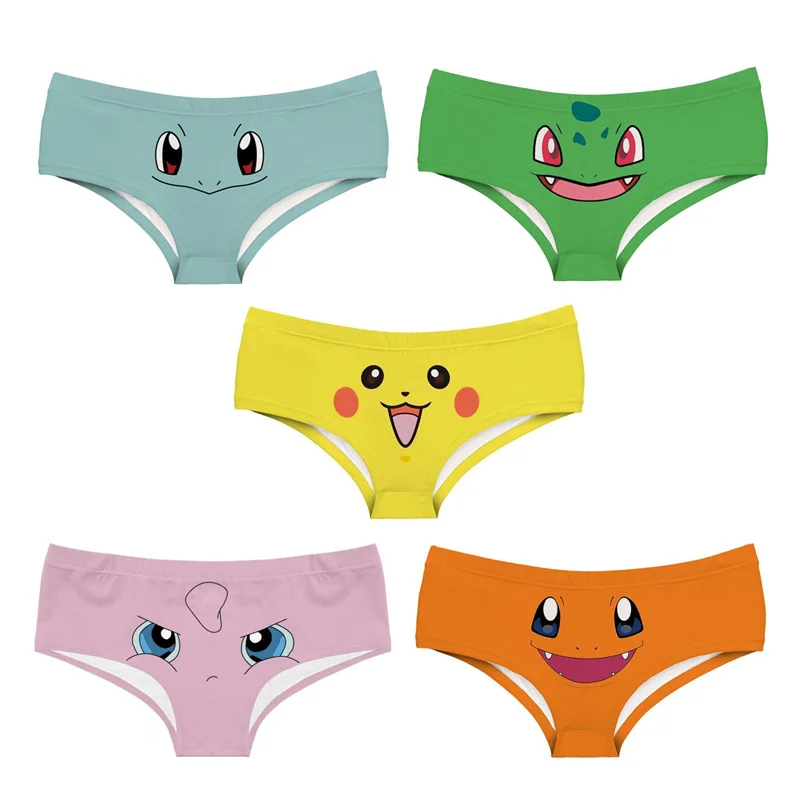 Pokemon Briefs Anime Pikachu women Panties Cartoon Cotton Teenager Briefs Kawaii Cosplay Male Underwear Gifts Soft Breathable