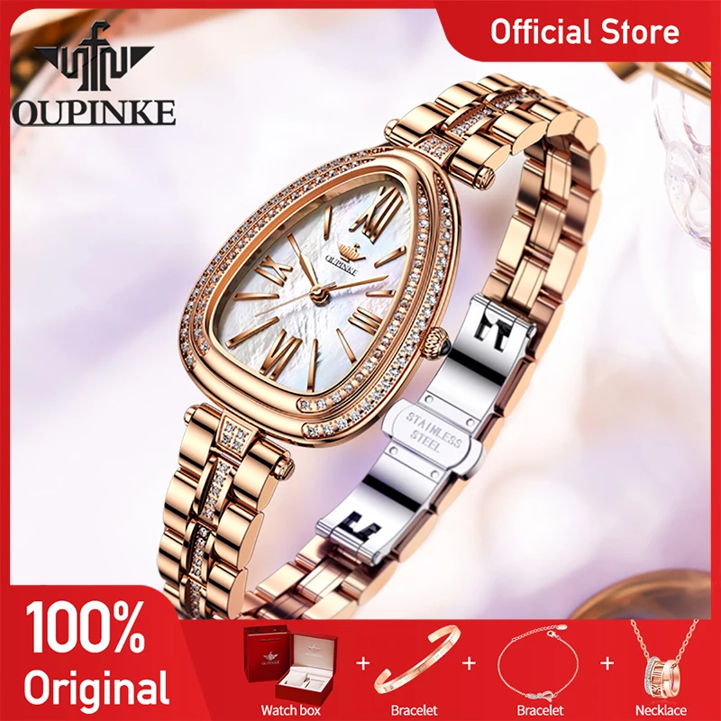 

OUPINKE 3192 Women Watch Luxury Elegant Quartz Wristwatch Waterproof Ladies Watch Irregular Dial Bracelet Set Authentic Product